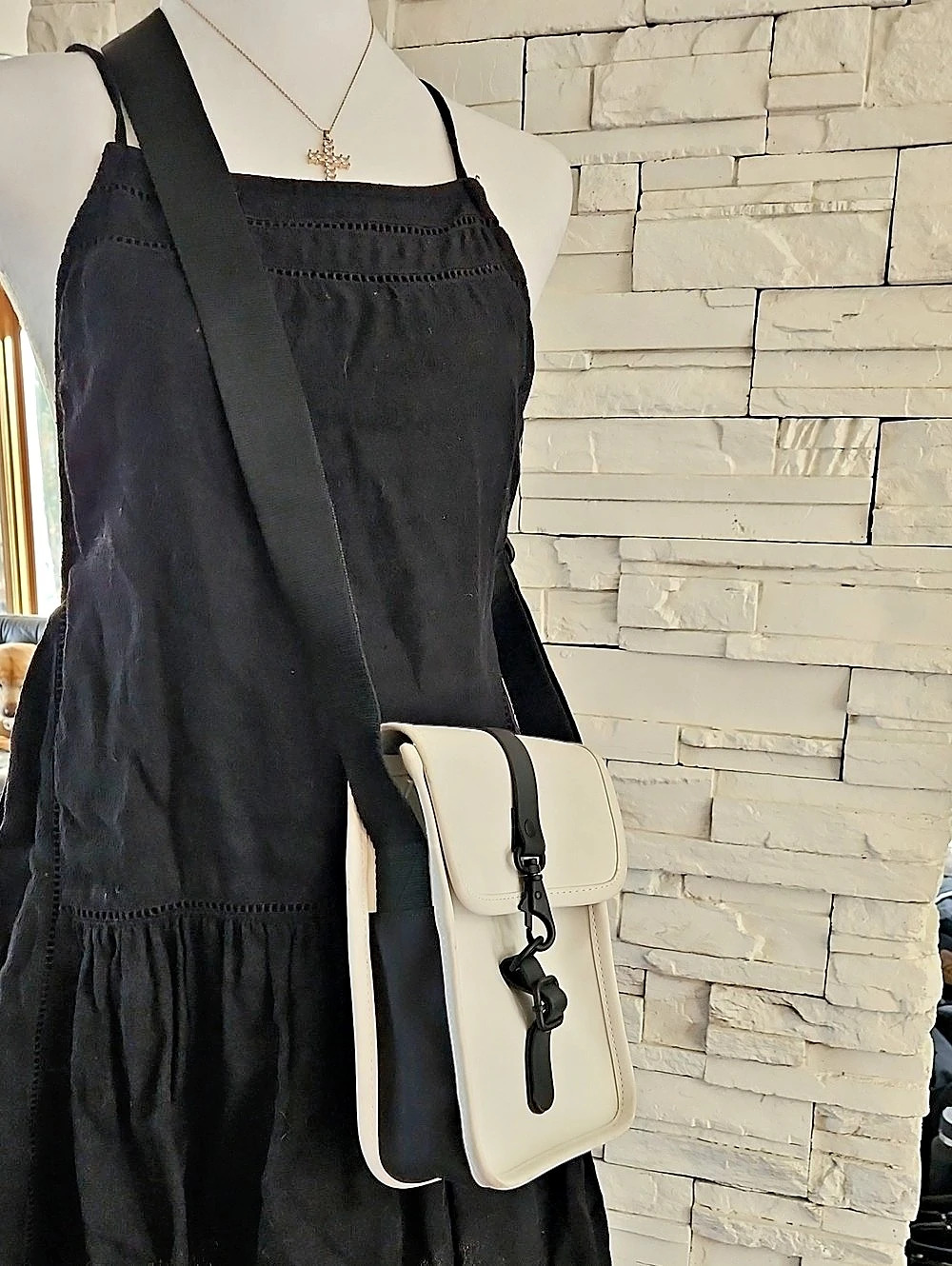 Rains Crossbody Bag in White & Black